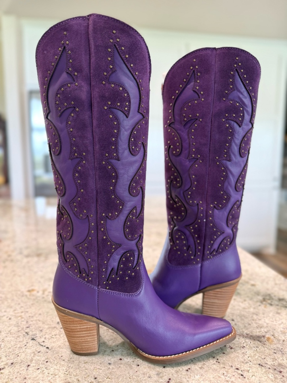 Dingo Gorgeous Purple Suede & Leather Western Cowboy Boots "NEW" - Picture 2 of 15